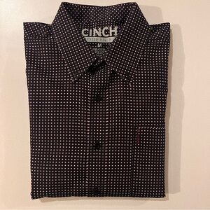 Cinch Men's Modern Fit Polk-a-dot Shirt - Black and Pink